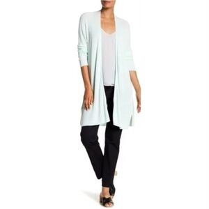 Eileen Fisher Organic Linen Cotton Long Cardigan in Mint Green | Women’s Petite
